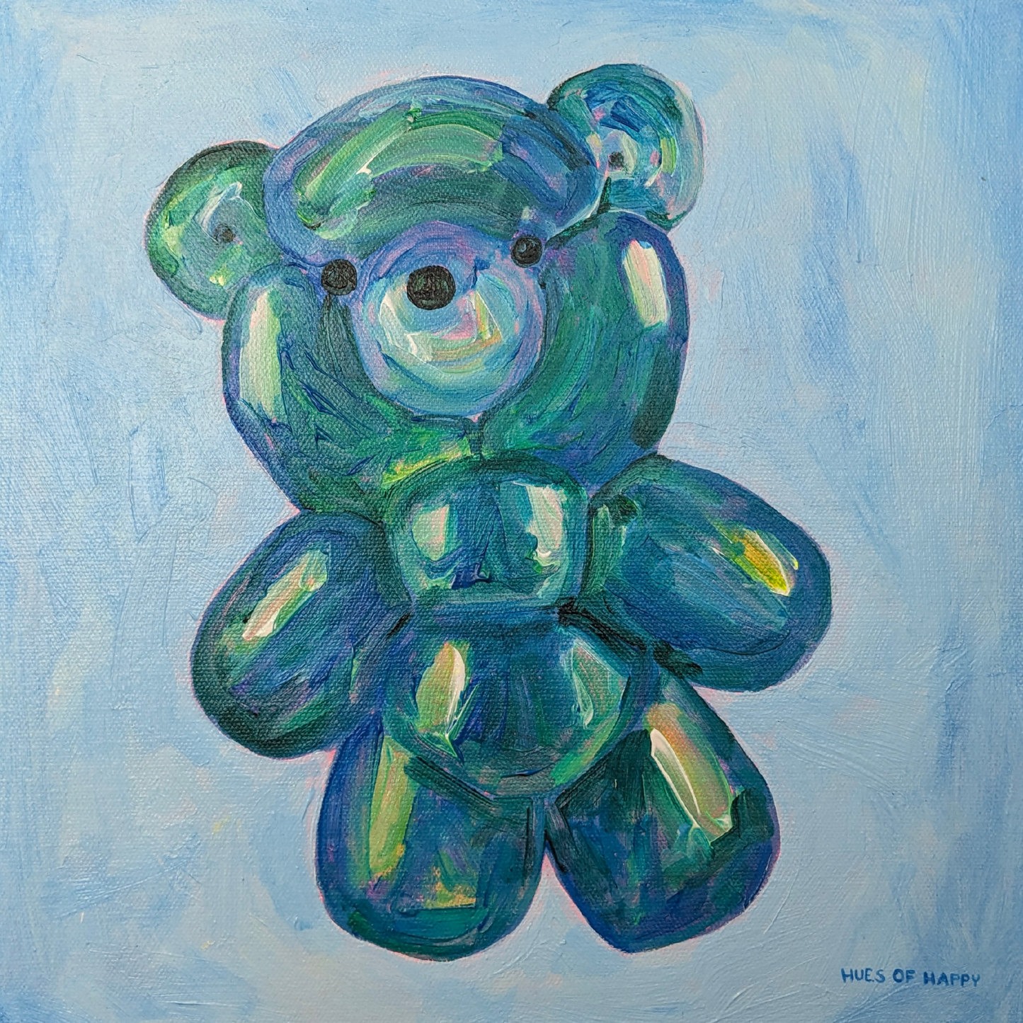 PAINTING - BLUE BEAR (33cm x 33cm)